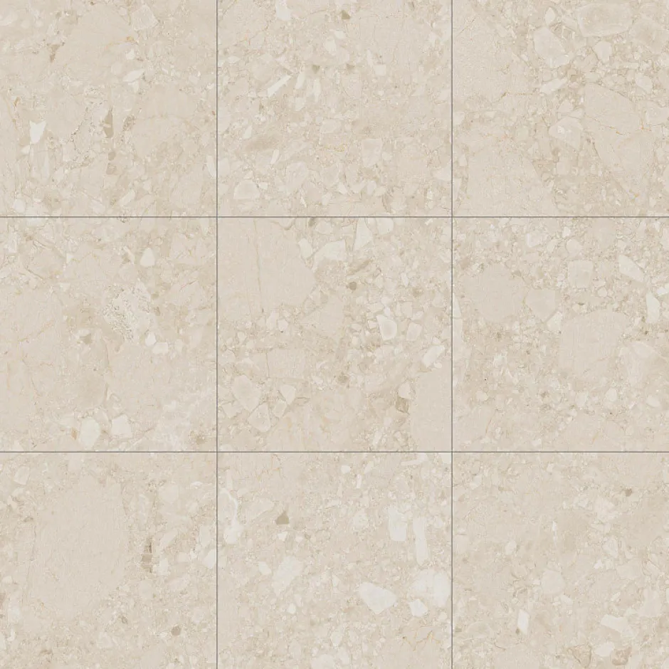 Aelle Carrelage Carrelage sol / mur effet terrazzo beige 60x60 cm CREAM R BEACH