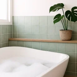 Aelle Carrelage Carrelage sol / mur effet ciment uni bleu vert 20x20 cm 1900 JADE