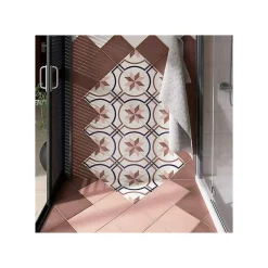 Carrelage sol / mur effet ciment uni bordeaux 20x20 cm ART NOUVEAU UNI BURGUNDY-Aelle Carrelage Outlet