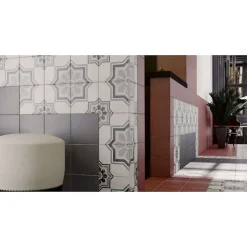 Carrelage sol / mur effet ciment uni bordeaux 20x20 cm ART NOUVEAU UNI BURGUNDY-Aelle Carrelage Outlet