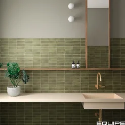 Carrelage sol / mur effet zellige bejmat marocain 5X15 cm vert mate 5X15 cm COCO VERD MATT-Aelle Carrelage Sale