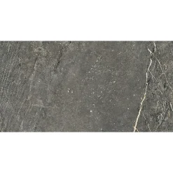 Carrelage sol / mur effet pierre gris anthracite 60x120 cm BETILO R DARK-Aelle Carrelage Best