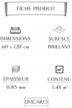 Carrelage sol / mur effet marbre blanc SHADOW GREY l.60 x L.120 cm Brillant-Limcaro Outlet