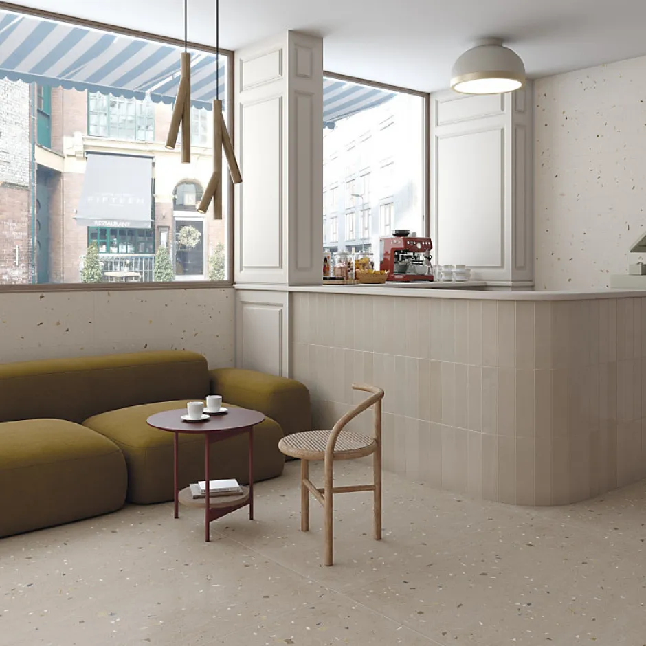 Carrelage sol / mur effet terrazzo 60x120 cm Croccante-R Avellana (vendu par boite de 1.44m2)-Eiffel art construction