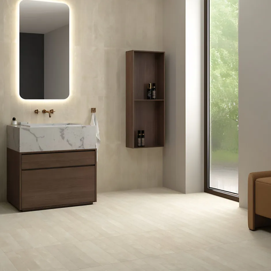 Aelle Carrelage carrelage sol / mur effet marbre beige 7,5x60 cm - MARMONIS TAUPE