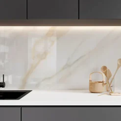 Aelle Carrelage Carrelage sol / mur effet marbre blanc et beige 60x120 cm Brillant - MYK-CARLO GOLD