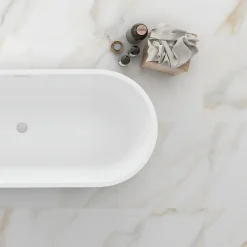 Carrelage sol / mur effet marbre blanc et beige 120x120 cm satiné - MYK-CARLO GOLD-Aelle Carrelage Online