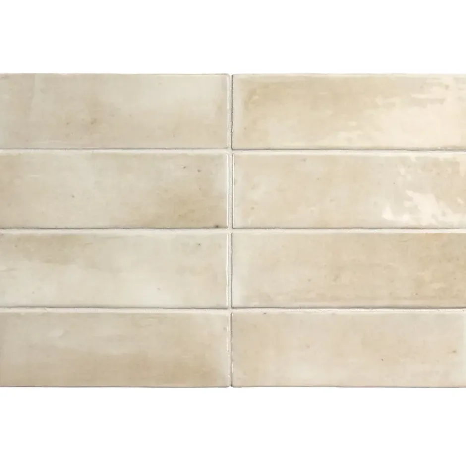 Carrelage sol / mur effet zellige bejmat marocain 5X15 cm crème beige brillant 5X15 cm COCO CANVAS WALL-Aelle Carrelage Hot