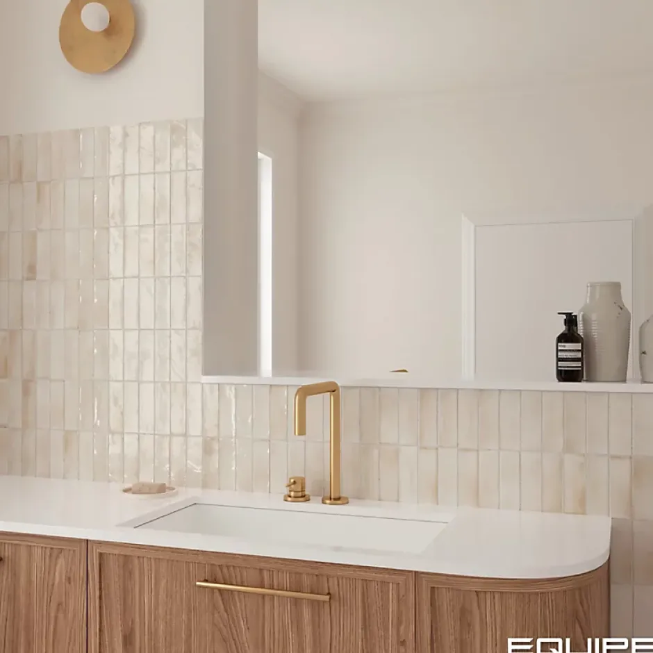 Carrelage sol / mur effet zellige bejmat marocain 5X15 cm crème beige brillant 5X15 cm COCO CANVAS WALL-Aelle Carrelage Hot