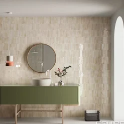 Carrelage sol / mur effet zellige bejmat marocain 5X15 cm crème beige brillant 5X15 cm COCO CANVAS WALL-Aelle Carrelage Hot