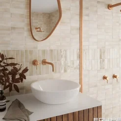 Carrelage sol / mur effet zellige bejmat marocain 5X15 cm crème beige brillant 5X15 cm COCO CANVAS WALL-Aelle Carrelage Hot