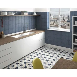 Aelle Carrelage Carrelage sol / mur effet ciment uni bleu gris 20x20 cm ART NOUVEAU UNI WOAD BLUE