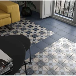 Aelle Carrelage Carrelage sol / mur effet ciment uni bleu gris 20x20 cm ART NOUVEAU UNI WOAD BLUE