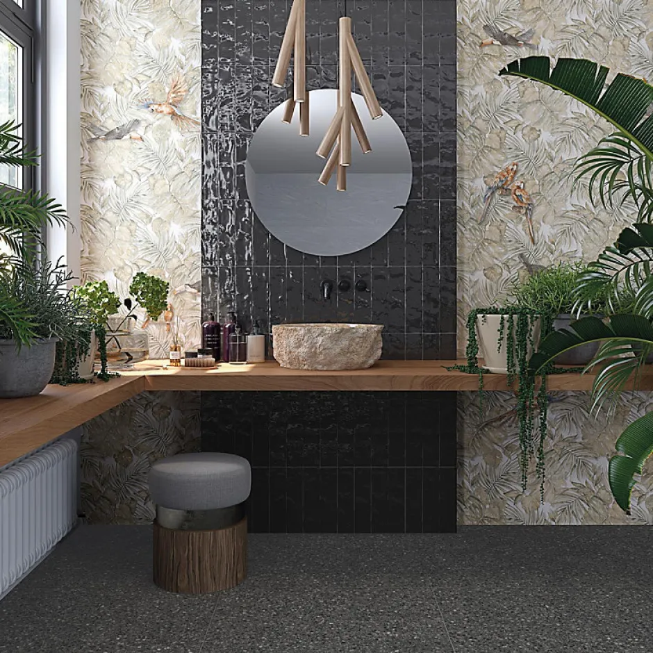 Aelle Carrelage Carrelage sol / mur effet terrazzo 80x80 cm NIZA-R Negro