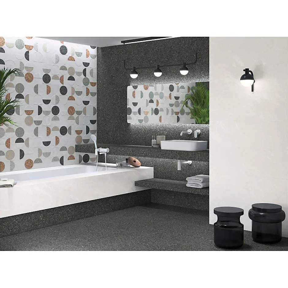 Aelle Carrelage Carrelage sol / mur effet terrazzo 80x80 cm NIZA-R Negro