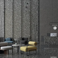 Aelle Carrelage Carrelage sol / mur effet terrazzo 80x80 cm NIZA-R Negro