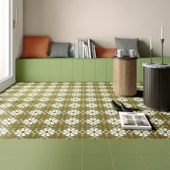 Carrelage sol / mur effet ciment uni vert 20x20 cm RIVOLI GREEN 30716-Aelle Carrelage Hot