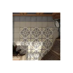 Aelle Carrelage Carrelage sol / mur effet ciment motif rosace 20x20 cm ART NOUVEAU MAJESTIC COLOUR