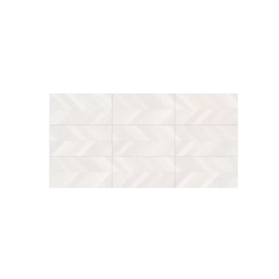 Aelle Carrelage Carrelage sol / mur effet béton design chevron blanc 60x120 cm SEINE RILSE BLANCO
