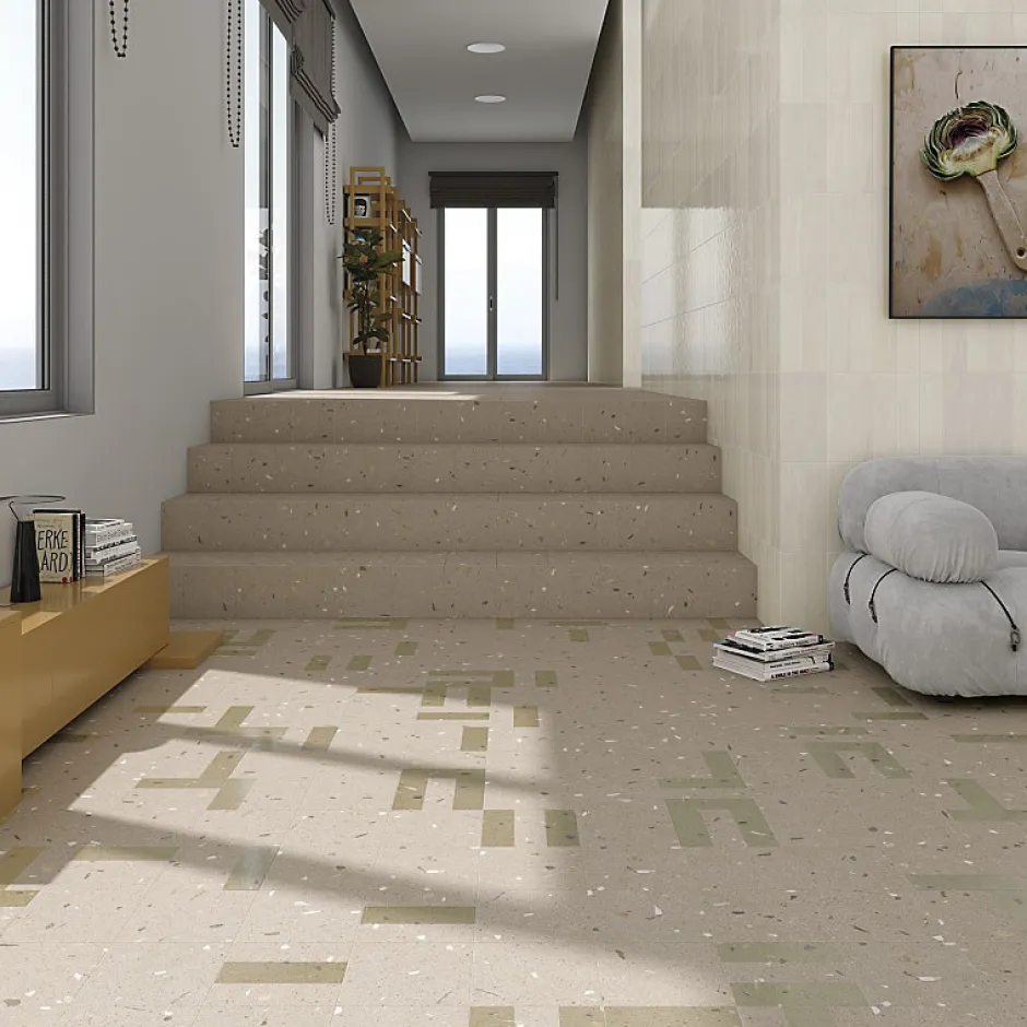 Carrelage sol / mur effet terrazzo 20x20 cm Croccante Eclair Avellana - Patchwork(vendu par boite de 1m2)-Eiffel art construction Clearance