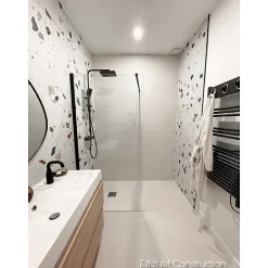 Eiffel art construction Carrelage sol / mur effet terrazzzo coloré 80x80 cm STRACCIATELLA NACAR (vendu par boite 1.28m2)