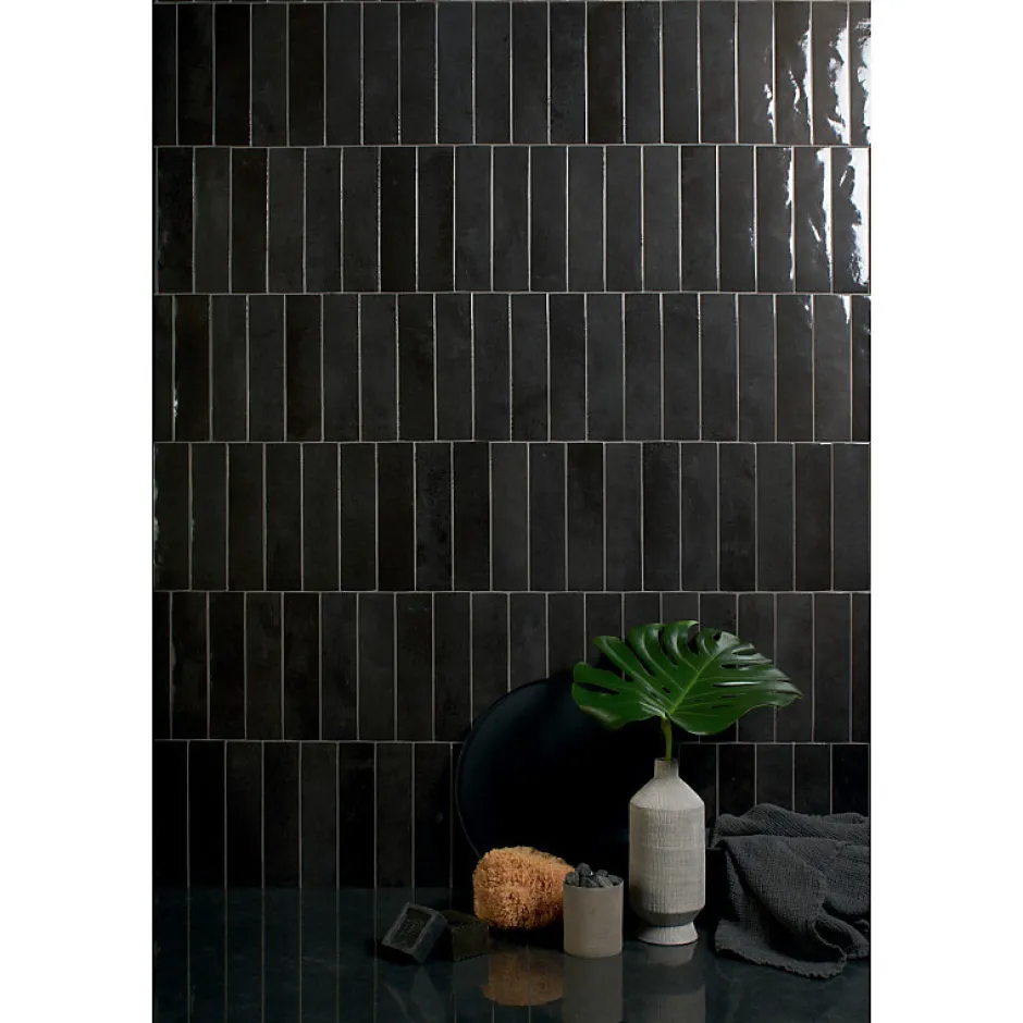 Carrelage sol / mur faience effet zellige noir - Miniature SODA Nero Magma J382-Aelle Carrelage New