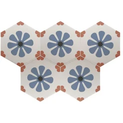 Aelle Carrelage Carrelage sol / mur hexagonal à motif coloré 17,5x20 cm COIMBRA BELLA BLUE 30658