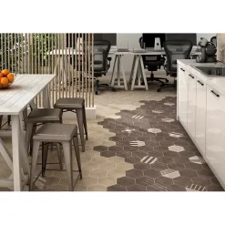Carrelage sol / mur hexagonal effet ciment taupe 17,5x20 cm HEXATILE CEMENT MINK-Aelle Carrelage Online