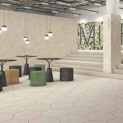 Eiffel art construction Carrelage sol / mur hexagonal effet terrazzo grand format beige 51,9x59,9 cm MICRA Hexagono Crema