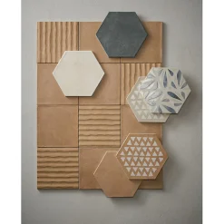 Eiffel art construction Carrelage sol / mur hexagonal effet ciment 25x21,6 cm TERRACRETA Marna Esagono(vendu par boite de 1.18m2)