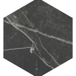 Aelle Carrelage Carrelage sol / mur hexagonal effet marbre noir mate 25x21,6 cm SCULTOREA dark diamond esagonal J471