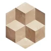 Carrelage sol / mur hexagonal effet ciment motif cube géométrique 25x21,6 cm TERRA CUBO HEXAGONAL BEIGE-Eiffel art construction