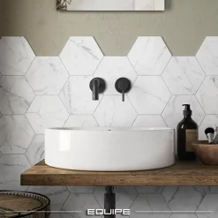 Carrelage sol / mur hexagonal effet marbre blanc mate 17,5x20 cm CARRARA-Aelle Carrelage Outlet