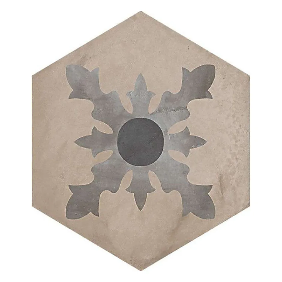Carrelage sol / mur hexagonal effet ciment 25 x 21.6 cm TERRA CARDINALE HEXAGONAL GRIS-Eiffel art construction