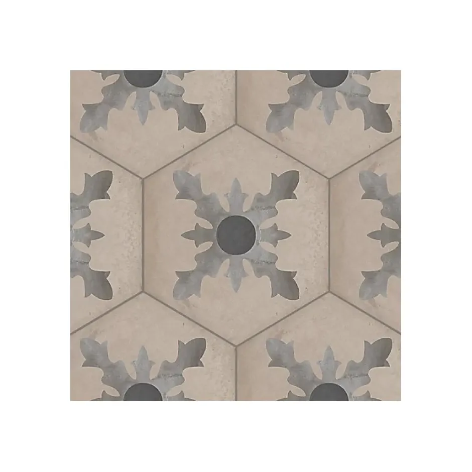 Carrelage sol / mur hexagonal effet ciment 25 x 21.6 cm TERRA CARDINALE HEXAGONAL GRIS-Eiffel art construction