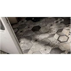 Carrelage sol / mur hexagonal effet ciment 25 x 21.6 cm TERRA CARDINALE HEXAGONAL GRIS-Eiffel art construction