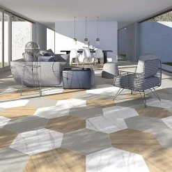 Aelle Carrelage Carrelage sol / mur hexagonal effet bois grand format HEXAGONO BELICE NATURAL