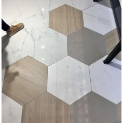 Aelle Carrelage Carrelage sol / mur hexagonal effet marbre blanc grand format NIKOI HEXAGONO VERBIER