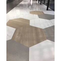Aelle Carrelage Carrelage sol / mur hexagonal effet marbre blanc grand format NIKOI HEXAGONO VERBIER