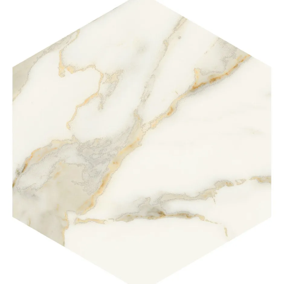 Aelle Carrelage Carrelage sol / mur hexagonal effet marbre beige mate 25x21,6 cm SCULTOREA calacatta oro fino esagona J468
