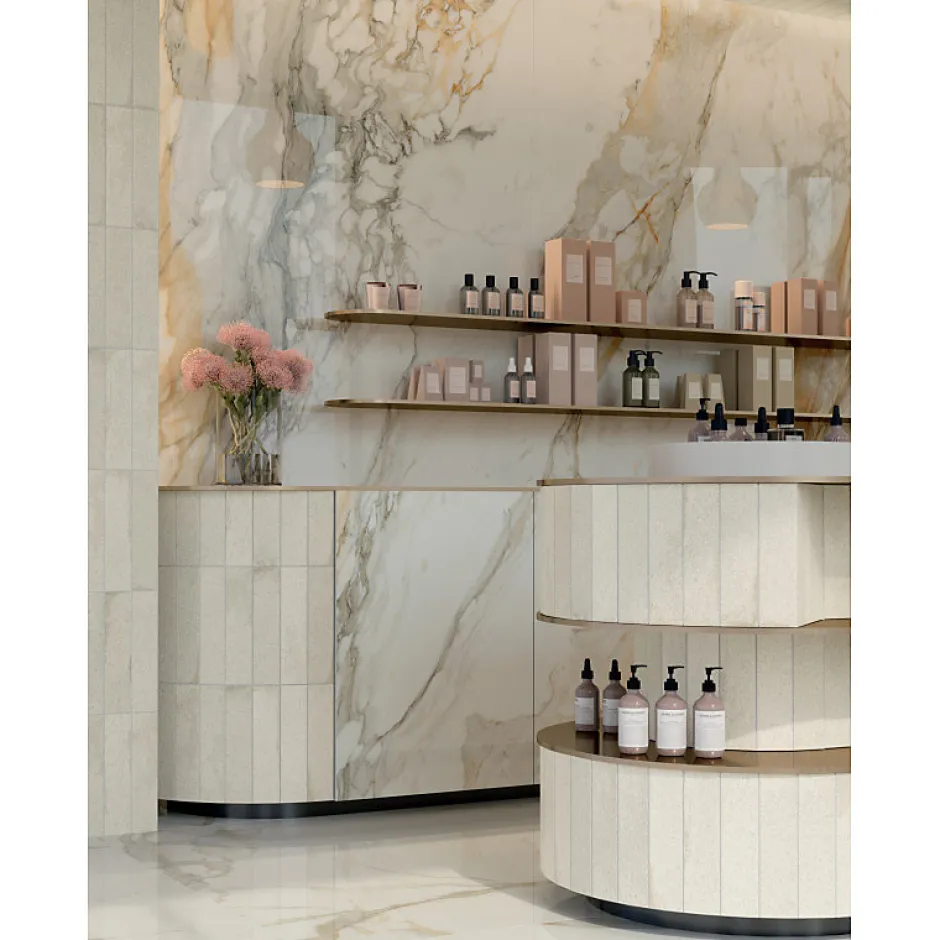 Aelle Carrelage Carrelage sol / mur hexagonal effet marbre beige mate 25x21,6 cm SCULTOREA calacatta oro fino esagona J468