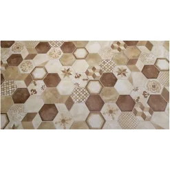 Eiffel art construction Carrelage sol / mur hexagonal effet ciment motif cube 25 x 21.6 cm TERRA ROMBO HEXAGONAL 25x21,6 cm