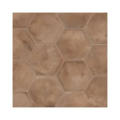 Aelle Carrelage Carrelage sol / mur hexagonal effet ciment vieilli marron 25x21,6 cm TERRA ROSSO HEXAGONAL