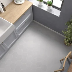 Carrelage sol / mur hexagonal uni gris 17,5x20 cm COIMBRA OXFORD GRAY 30632-Aelle Carrelage New