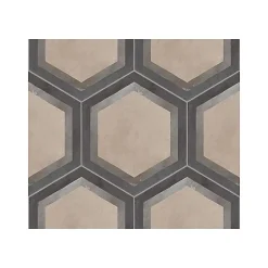 Carrelage sol / mur hexagonal effet ciment motif linéaire 25 x 21.6 cm TERRA CORNICE HEXAGONAL-Eiffel art construction Best