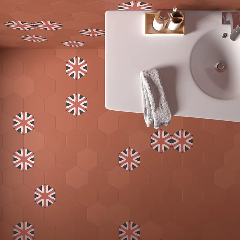 Aelle Carrelage Carrelage sol / mur hexagonal à motif coloré 17,5x20 cm COIMBRA DOLCE 30659