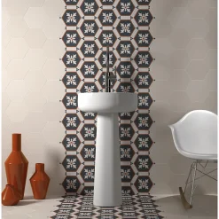 Carrelage sol / mur hexagonal à motif coloré 17,5x20 cm COIMBRA AVEIRO 30657-Aelle Carrelage New