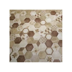 Eiffel art construction Carrelage sol / mur hexagonal effet ciment 25 x 21.6 cm TERRA MIX PATCHWORK HEXAGONAL BEIGE