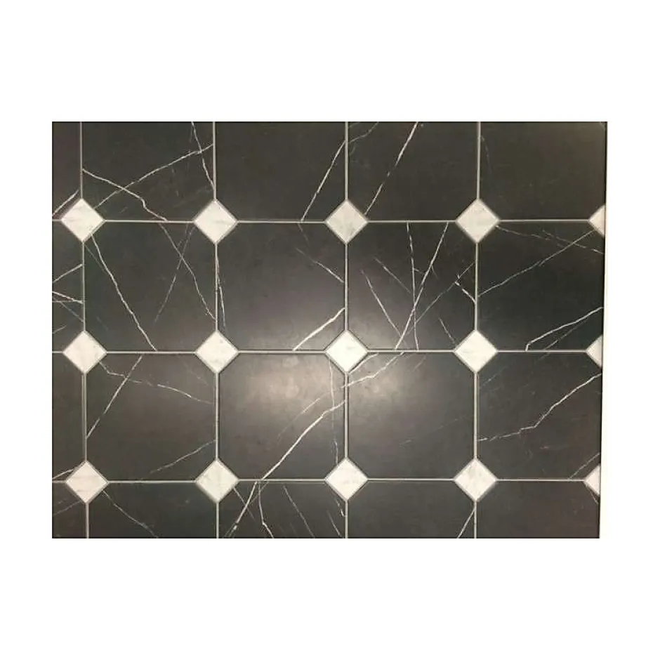 Carrelage sol / mur octogonal effet marbre noir 20x20 cm OCTAGON MARMOL NEGRO-Aelle Carrelage Sale