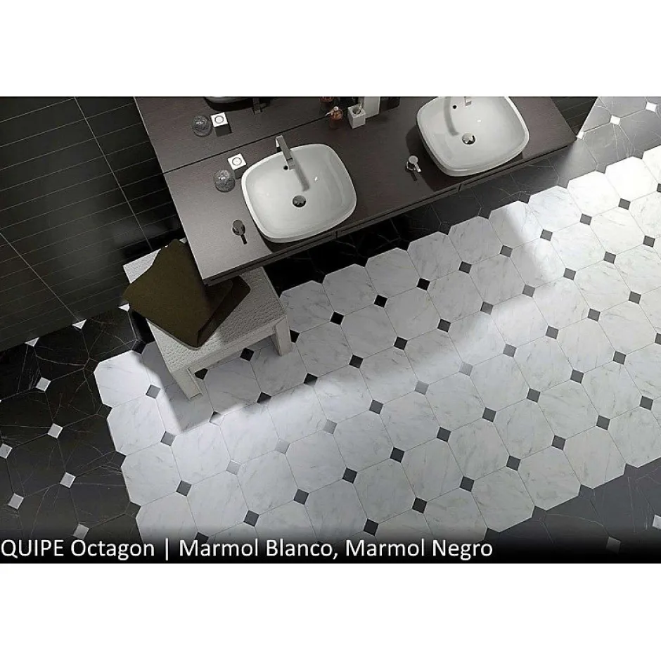 Carrelage sol / mur octogonal effet marbre noir 20x20 cm OCTAGON MARMOL NEGRO-Aelle Carrelage Sale